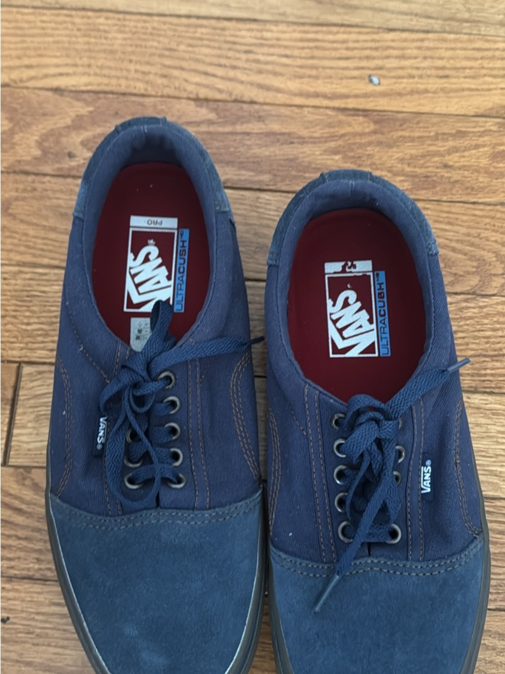 Vans Navy Canvas Low-Top Sneakers with Red Insole